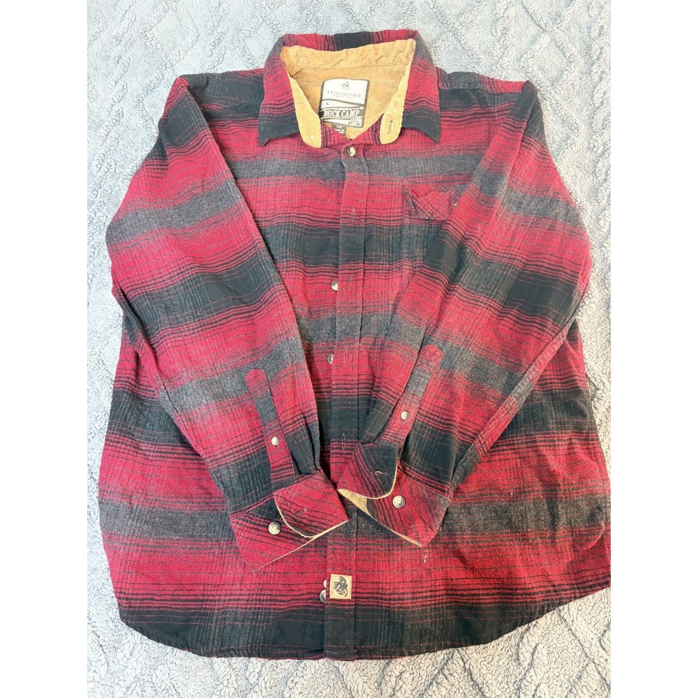 Legendary Whitetails Men's Long Sleeve Buck Camp Flannel L Red Plaid
